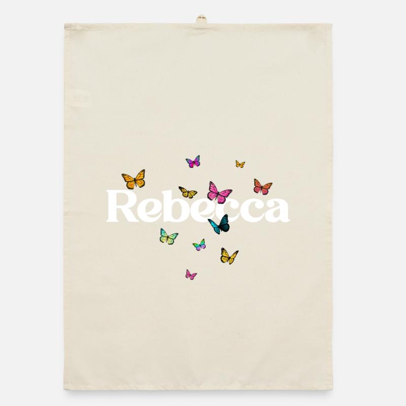 Schöner Mädchenname mit Schmetterlingen REBECCA Organic Geschirrtuch