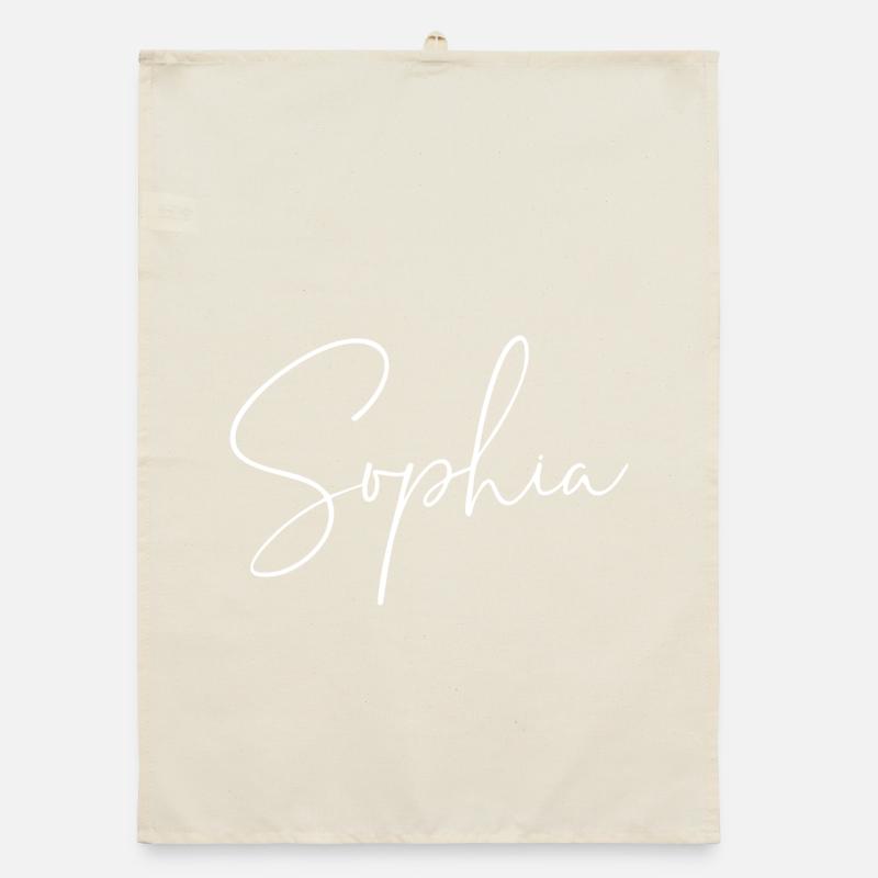 Sophia / Conception d’écriture manuscrite (Blanc) Torchon bio