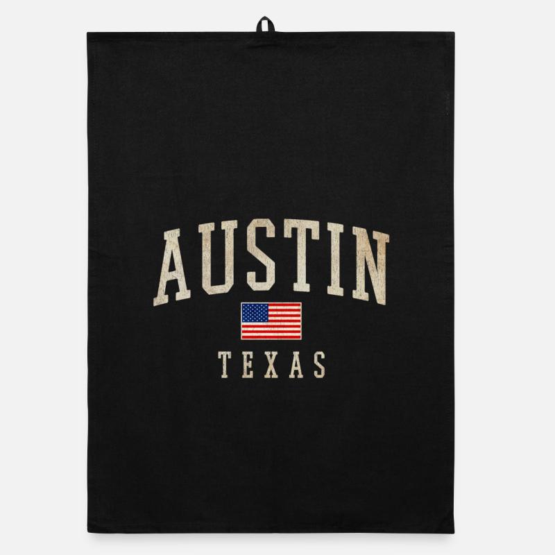 Austin Texas Americana Flag - Organic Geschirrtuch - Schwarz