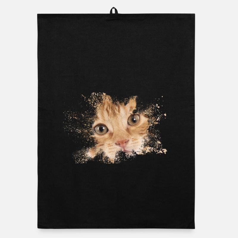 Orange cat with watercolor splash Organic dish towel