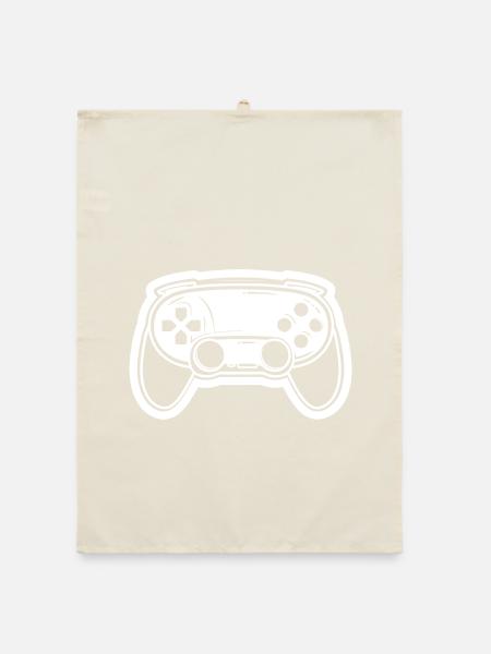 Video Game Controller Drawing - Organic dish towel - nature - Front