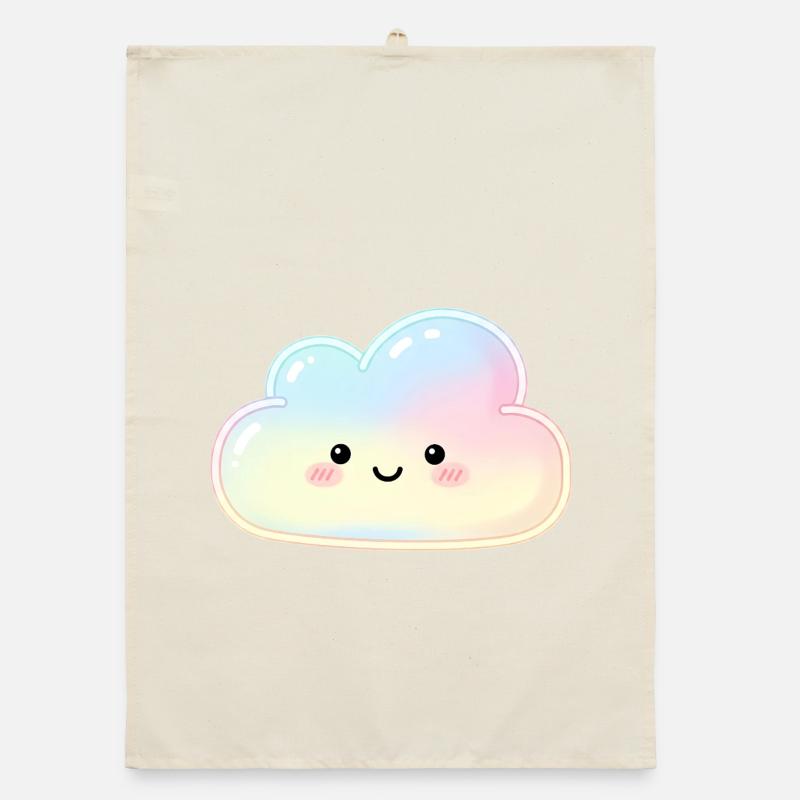 Pastel Cloud with Cute Face Sleep Cloud Organic dish towel