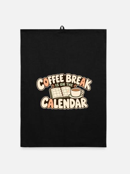 Kaffeepause mit Terminkalender und Tasse - Organic Geschirrtuch - Schwarz