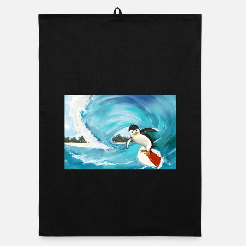 Affiche de pingouin de surf Torchon bio