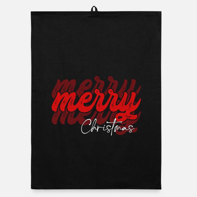 Overlapped Merry Christmas Script Organic dish towel