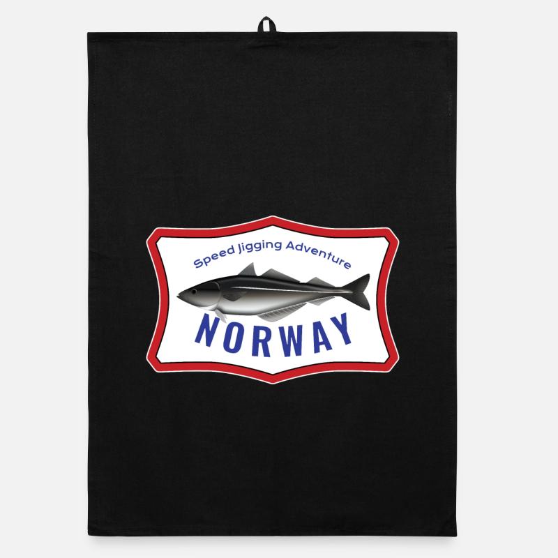 Norway Speed Jiggung Adventure Seelachs Geschenk - Organic Geschirrtuch - Schwarz