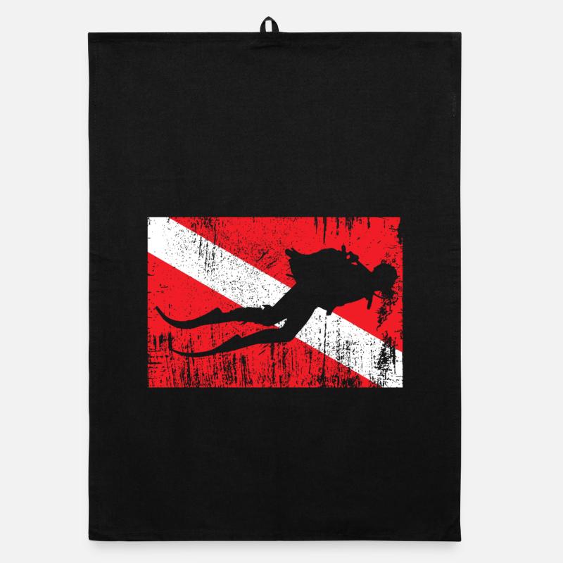 Silhouette de ski grunge sur drapeau diagonal Torchon bio