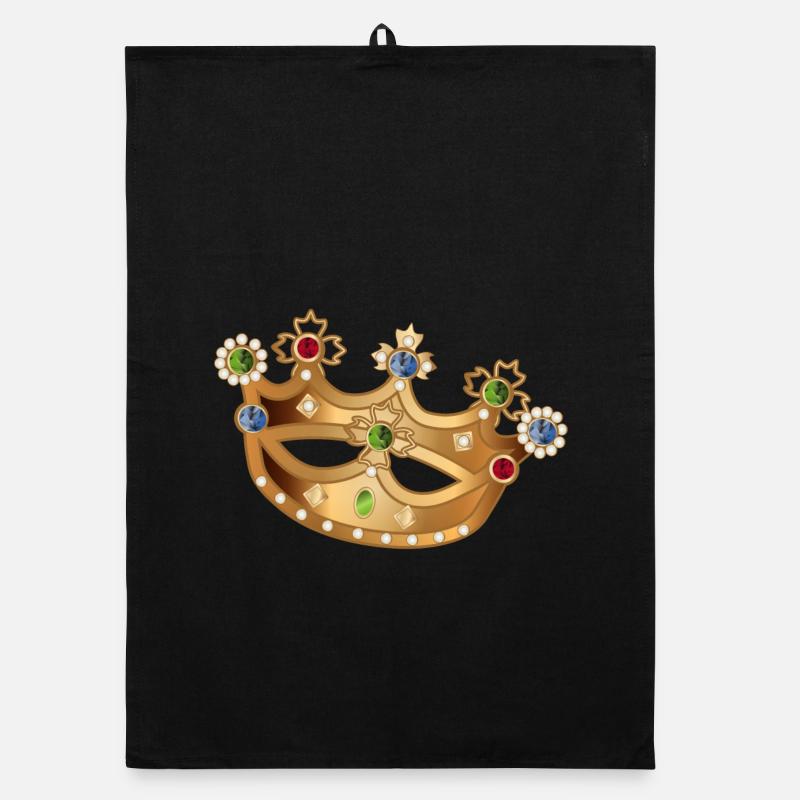 goldfarbene Krone mit Edelsteinen und Perlen Organic Geschirrtuch