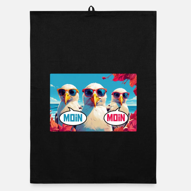 Moin Moin Möwen - Organic Geschirrtuch - Schwarz