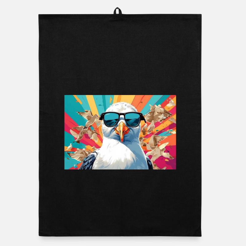 Cool seagull in the fray Organic dish towel