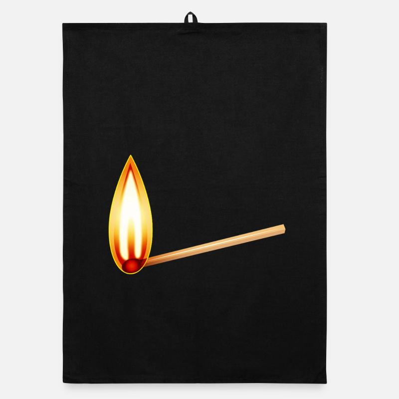 Burning match with a large warm flame Organic dish towel