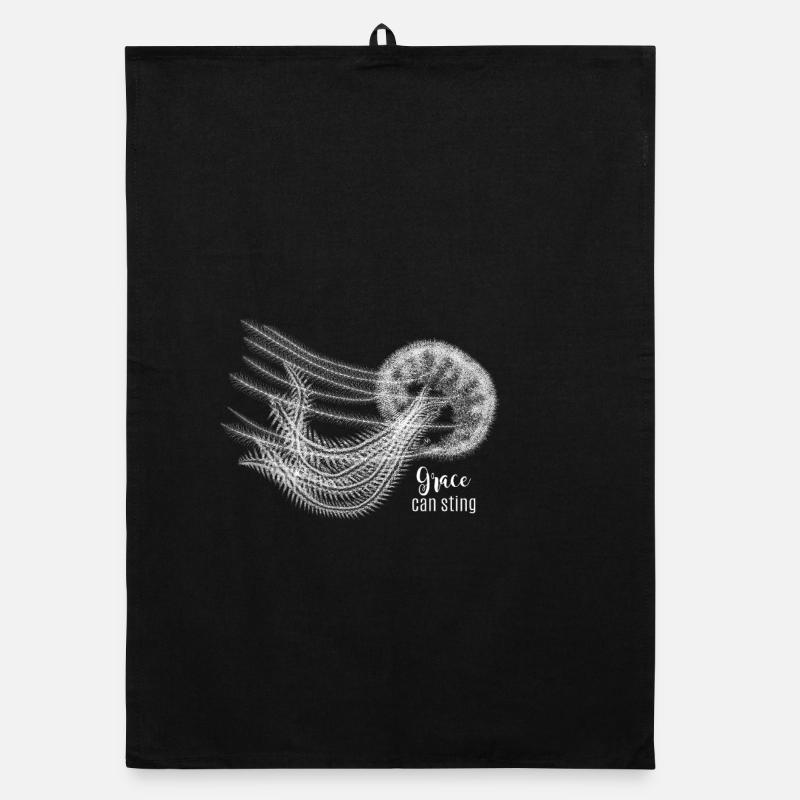 Grace Can Sting – Méduse élégante en blanc Torchon bio