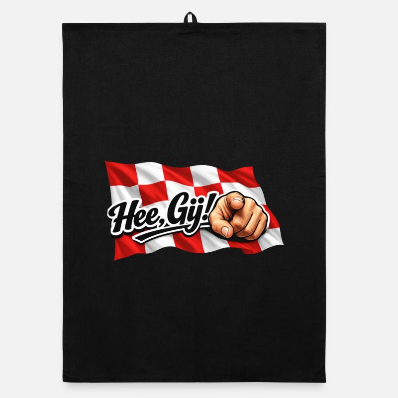 Hey Thou, Brabant flag with text and hand Organic dish towel