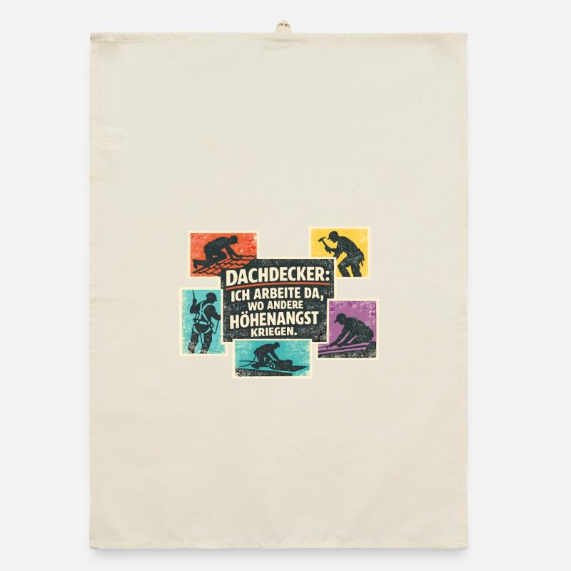 Roofer Saying Retro Collage Organic dish towel