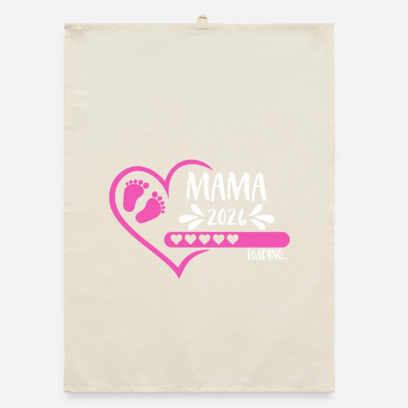 Mama 2026 loading Herz Version Mädchen pink rosa Organic Geschirrtuch