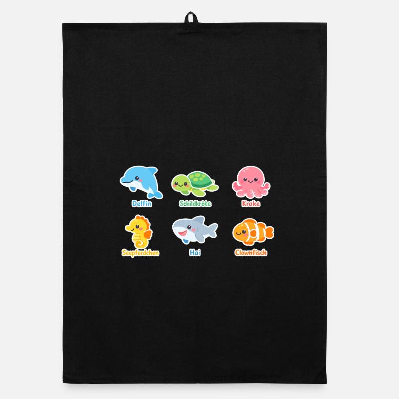 Cuddly Sea Creatures Sticker Organic dish towel