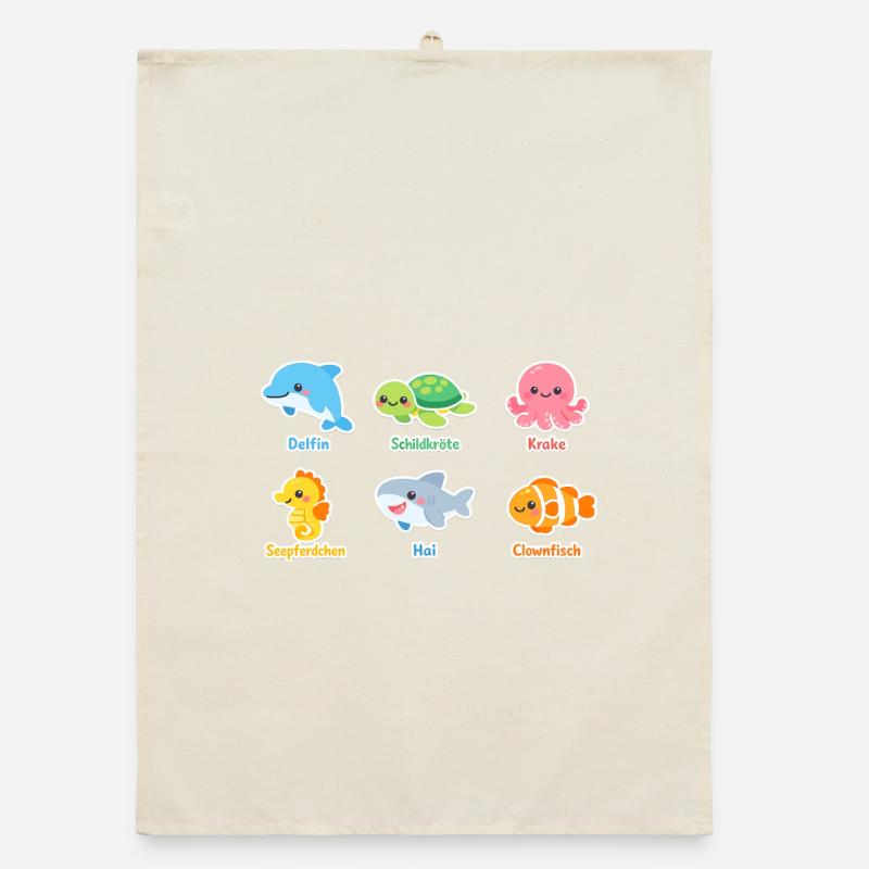 Cuddly Sea Creatures Sticker Organic dish towel