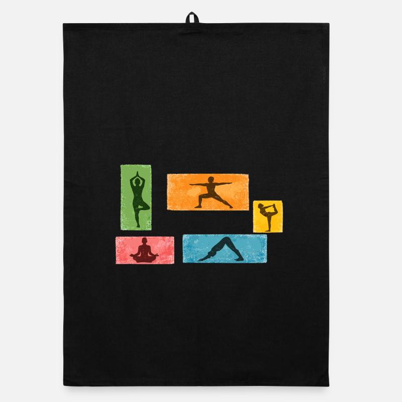 Bunte Yoga Silhouetten Organic Geschirrtuch