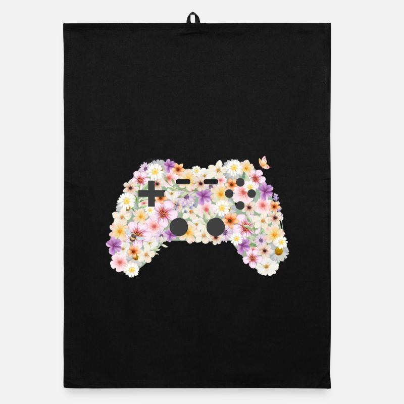 Floral Gamepad: Floral Art Controller Organic dish towel