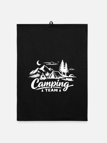 Camping Team - Organic Geschirrtuch - Schwarz - Vorne