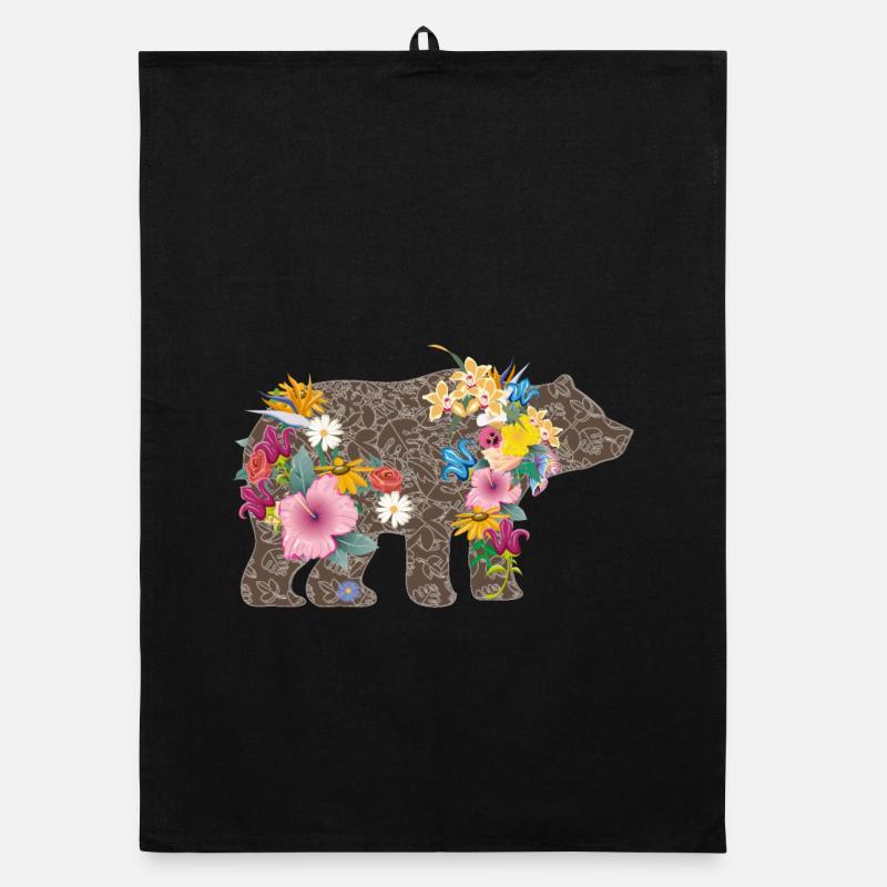 Bär mit Blumen Organic Geschirrtuch