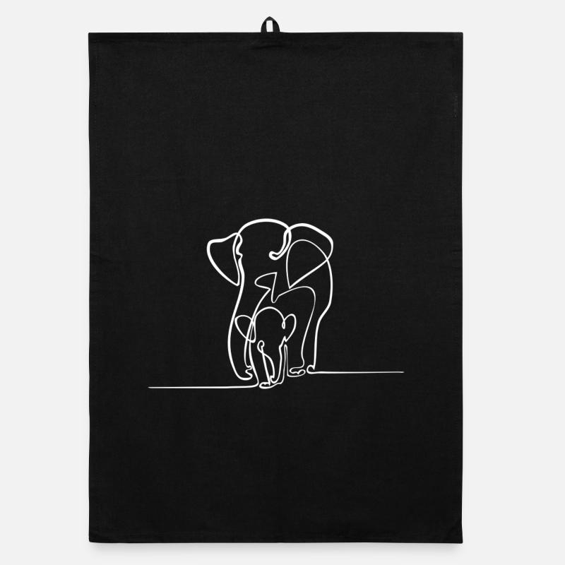 éléphants - Torchon bio - noir