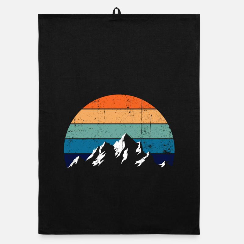 Retro Mountain Sunset Gradient Organic Geschirrtuch