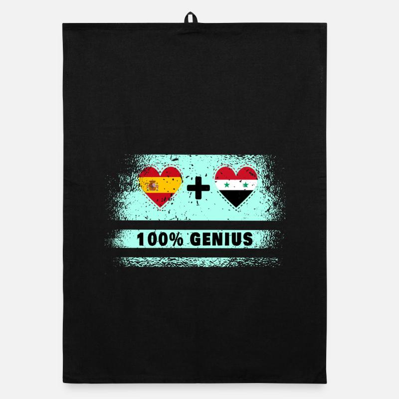 Spain and Syria flag 100% genius Organic dish towel