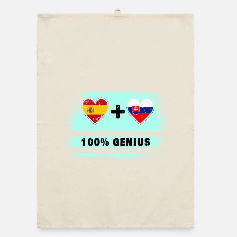 Spain and Slovakia flag 100% genius Organic dish towel