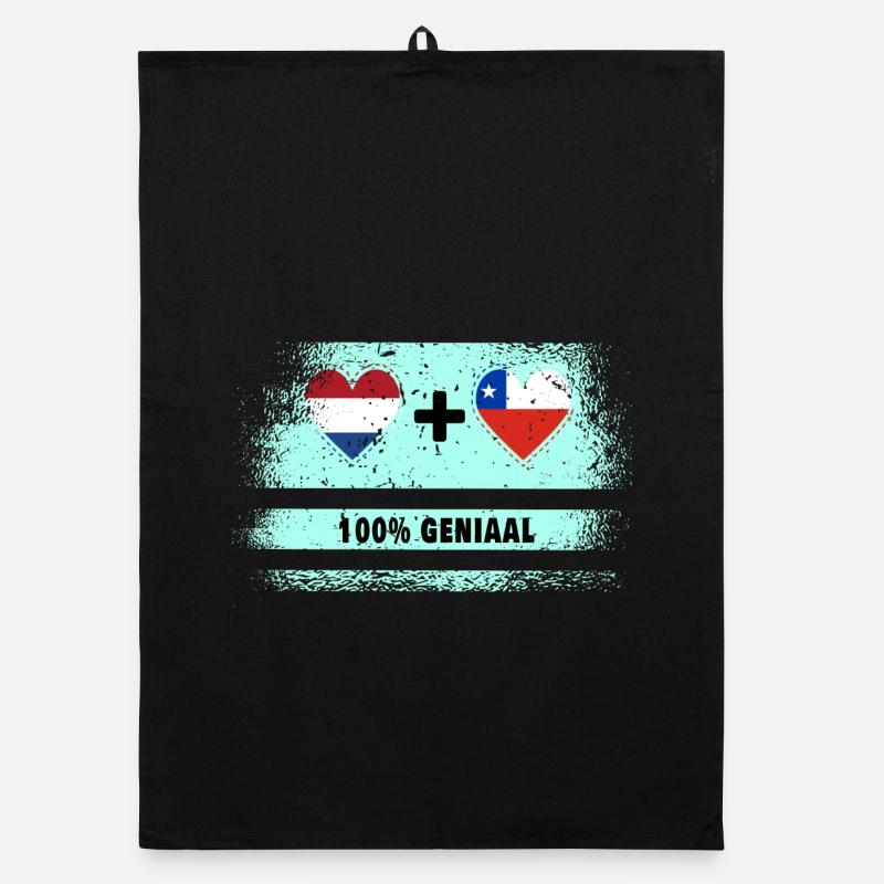 Drapeau 100% Genius du Chili et des Pays-Bas Torchon bio