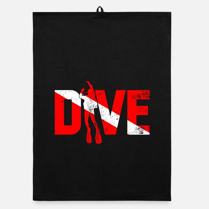 Diving Hero in Red Stripes Organic dish towel