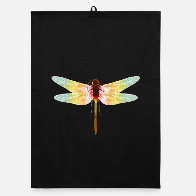 Iridescent Dragonfly – Filigree Insect Motif Organic dish towel