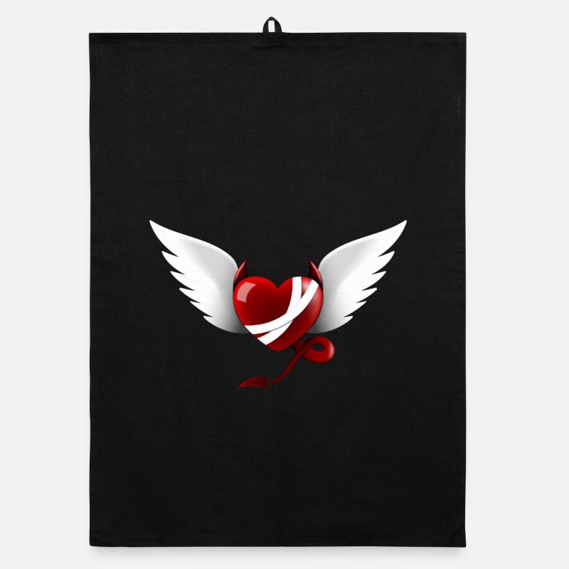 Herz Teufel Engel Design Geschenk Organic Geschirrtuch