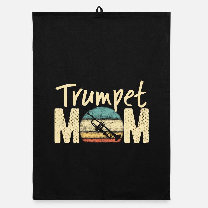 Trompette Maman Rétro Vintage Marching Band Design - Torchon bio - noir