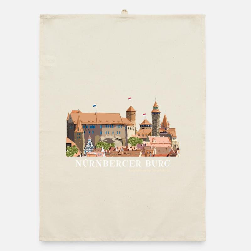 Nuremberg Castle Hand Drawing Organic dish towel