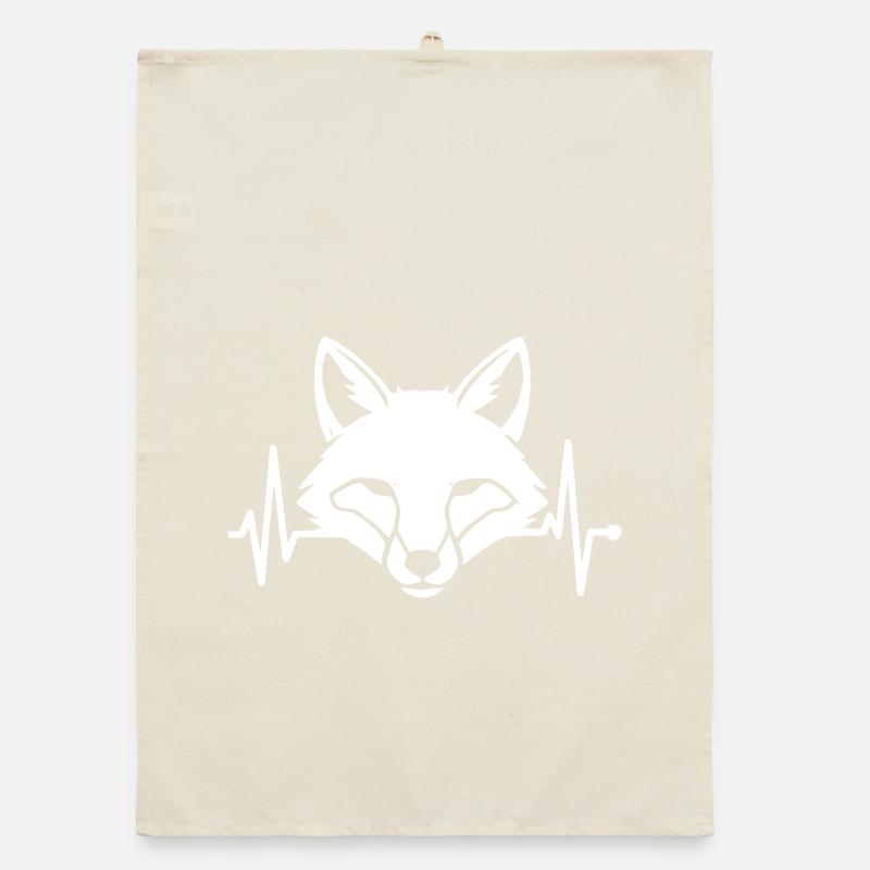 Fox Head Heartbeat ECG Forest Vector Organic dish towel