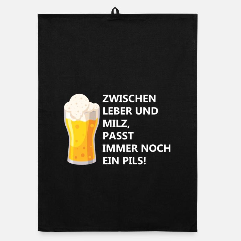 Zwischen Leber und Milz, passt immer noch ein Pils Organic Geschirrtuch