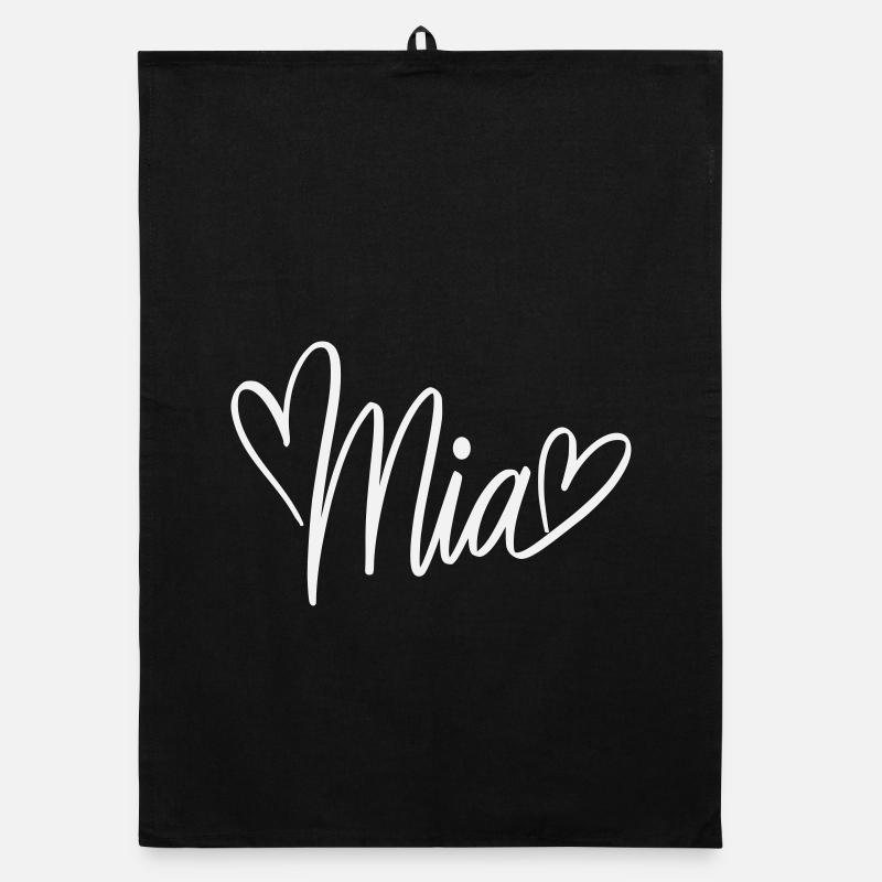 Mia Conception de Noms avec Cœurs Torchon bio