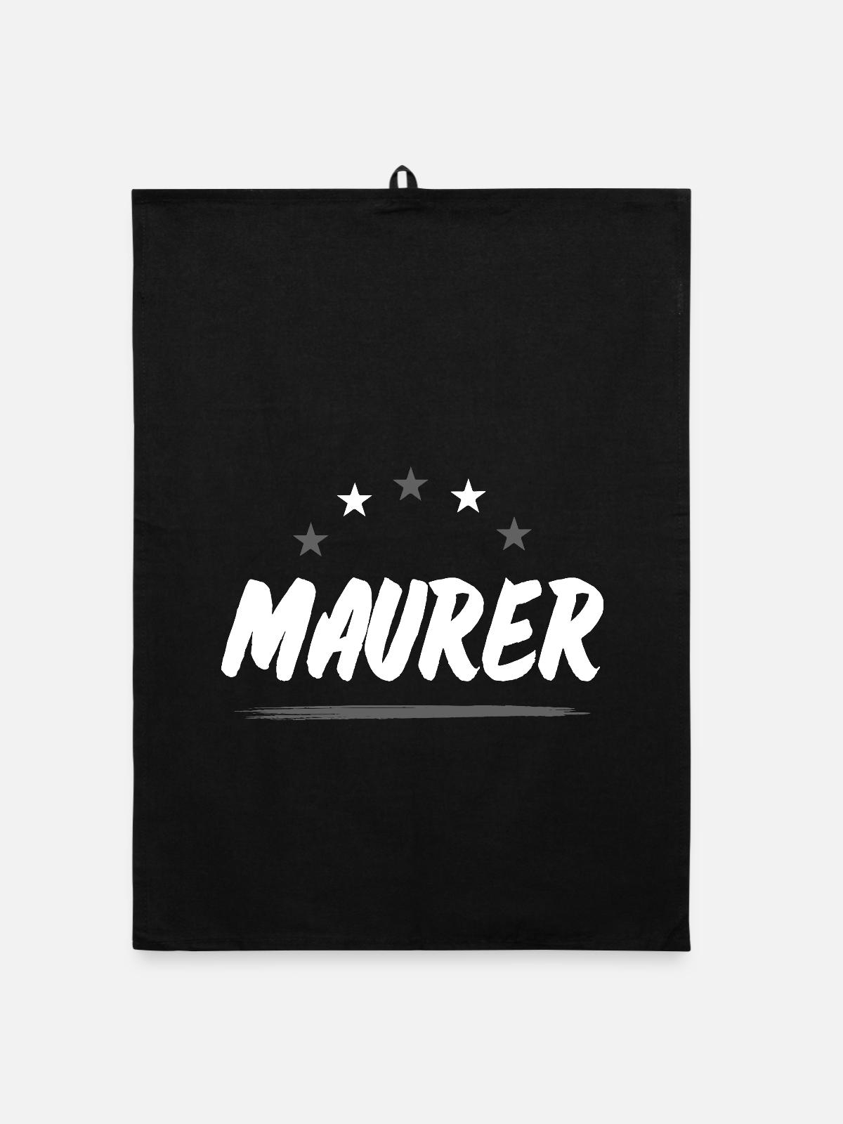Maurer Beruf - Organic Geschirrtuch - Schwarz - Vorne