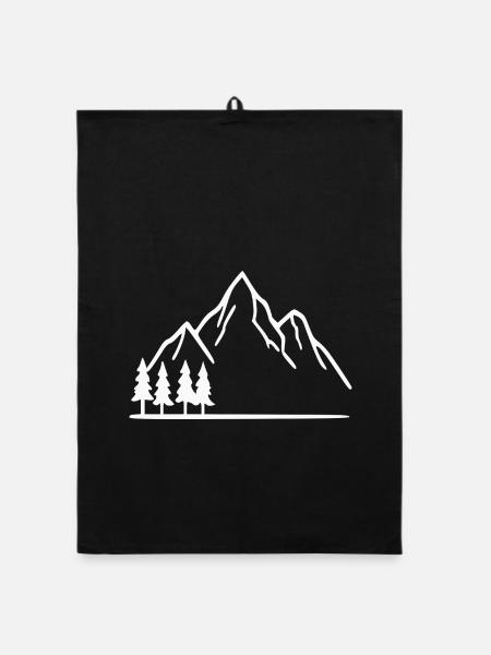 Mountain Hiking Mountaineering Gift - Organic dish towel - black - Front