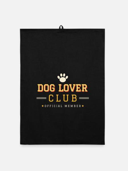 Dog Lover Club – Varsity College Style - Organic Geschirrtuch - Schwarz