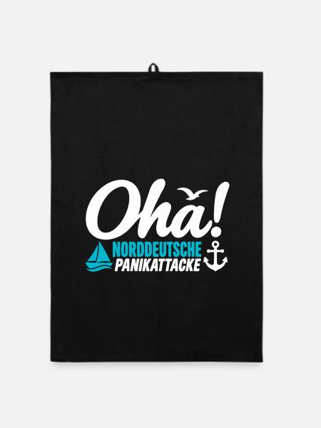 Oha! Norddeutsche Panikattacke – Küstenhumor - Organic Geschirrtuch - Schwarz