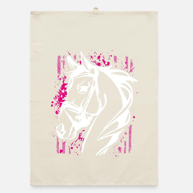 Graffiti Style Horse with Pink Color Splash Organic dish towel