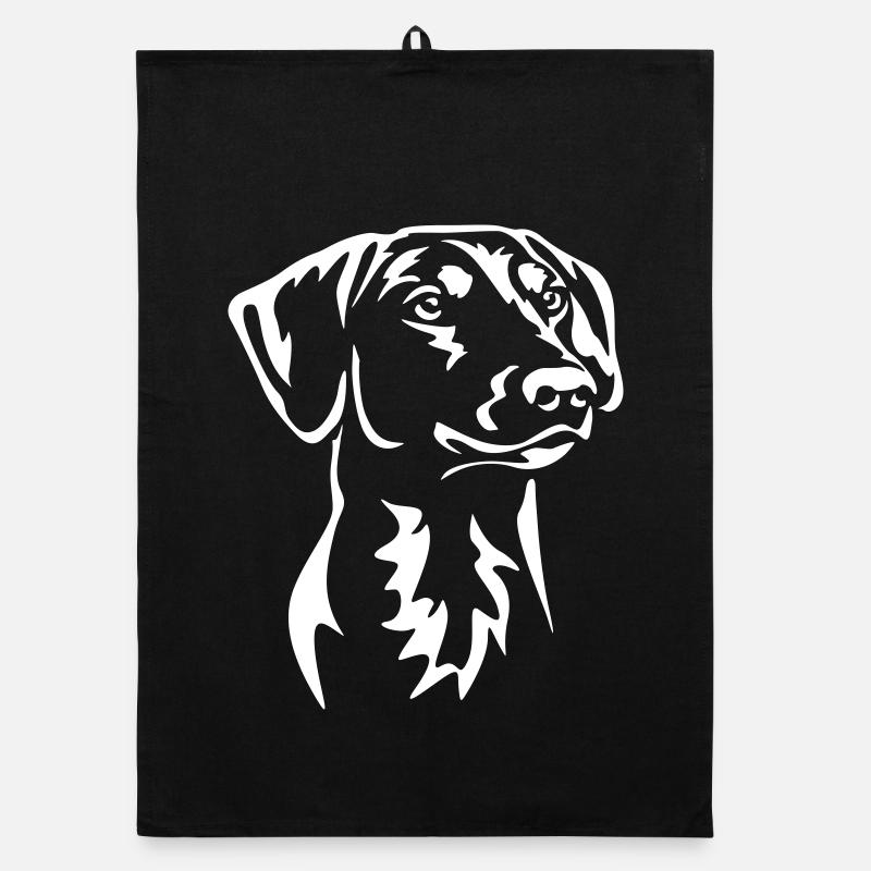 Deutscher Pinscher Kopf "Black Edition" - Organic Geschirrtuch - Schwarz
