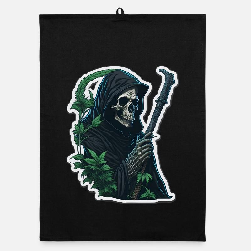 Grim Reaper with grass Organic dish towel