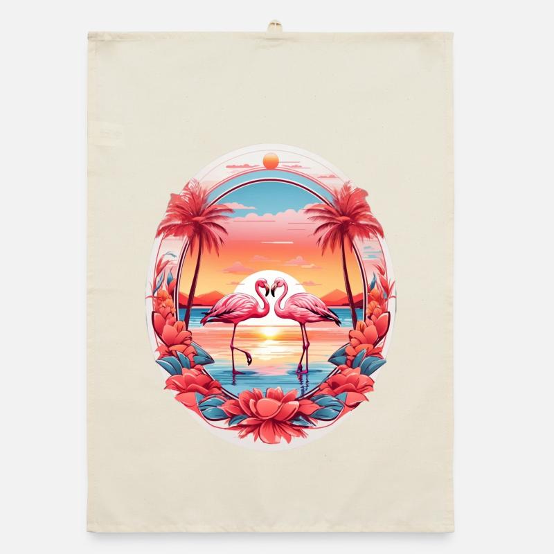 Flamingos Organic dish towel
