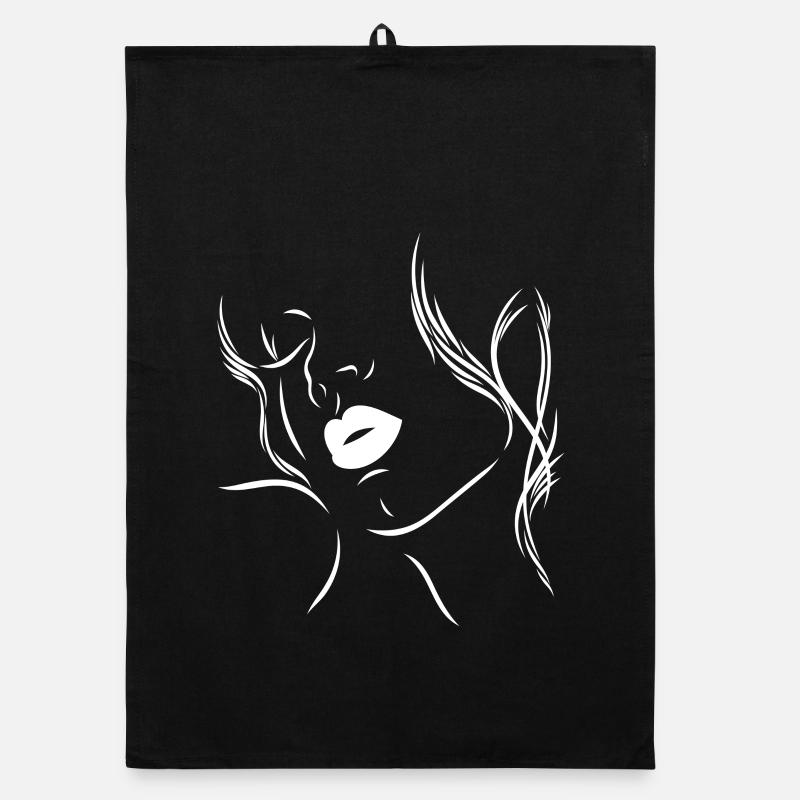 Feminine silhouette with sensual lips Organic dish towel