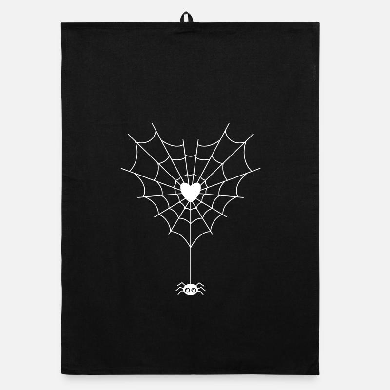 Spinne im Spinnennetz - Organic Geschirrtuch - Schwarz