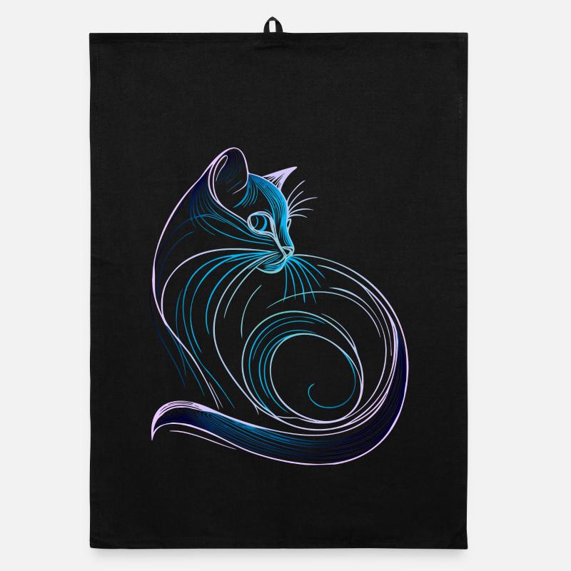 Chat style minimaliste dégradé bleu Torchon bio