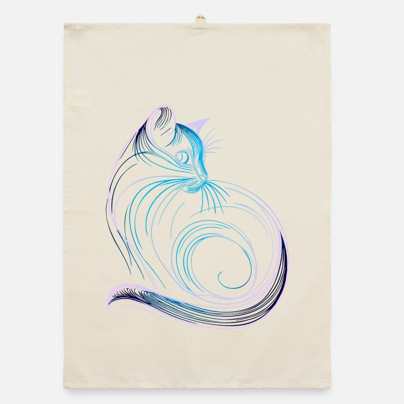 Cat style minimalist gradient blue Organic dish towel